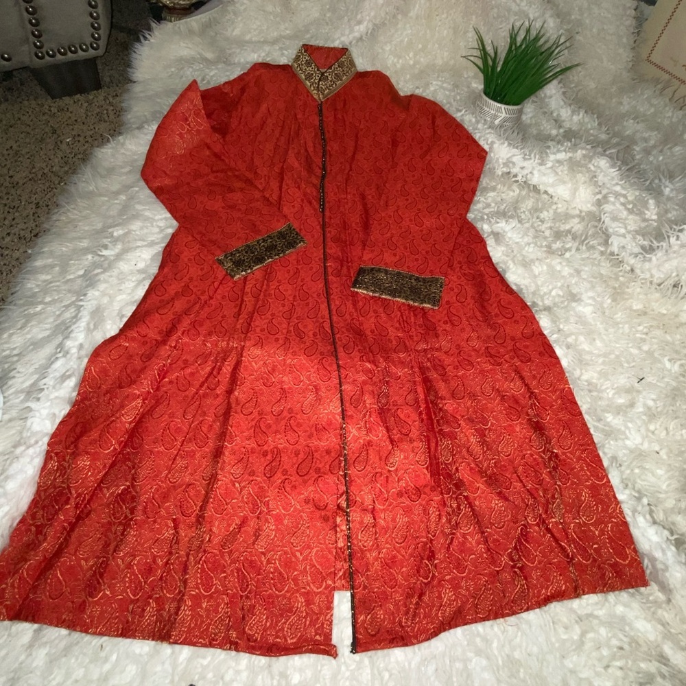 Manyavar Stunning Chhabra Bridal India Sz XS 34” Burgundy *TOP ONLY* 75 Cms 30